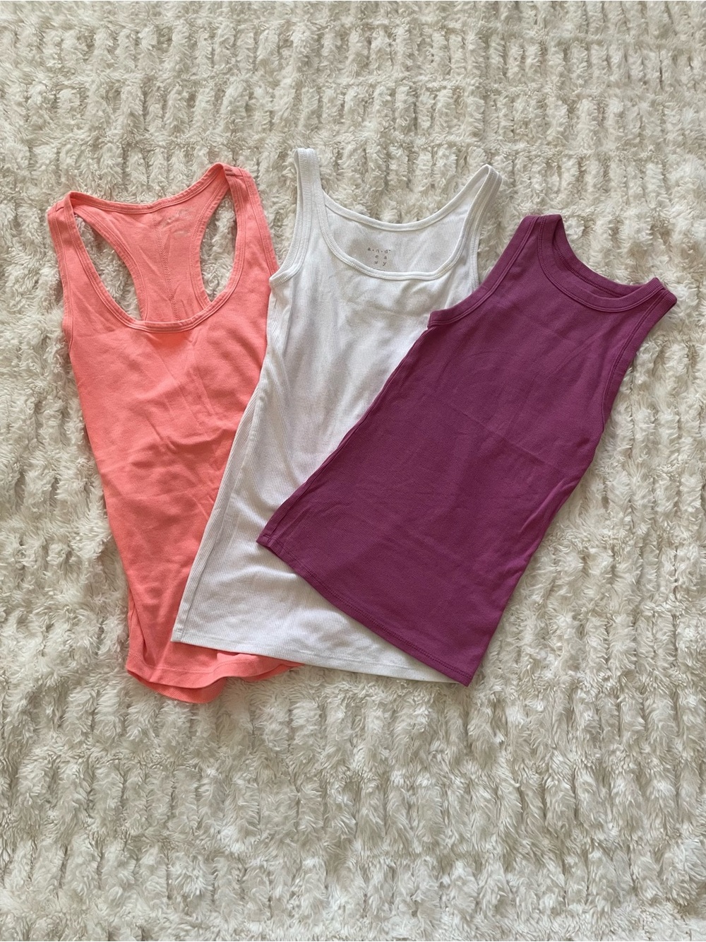 A New Day & Universal Thread Women's 3-Pack Rib Tank Tops - Coral, White, Plum